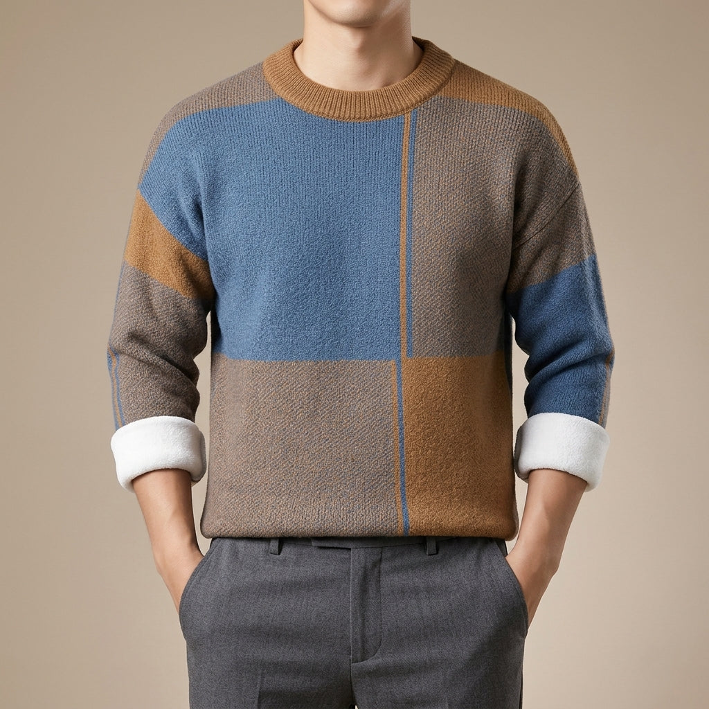 Colorblock Cotton Pullover Sweater