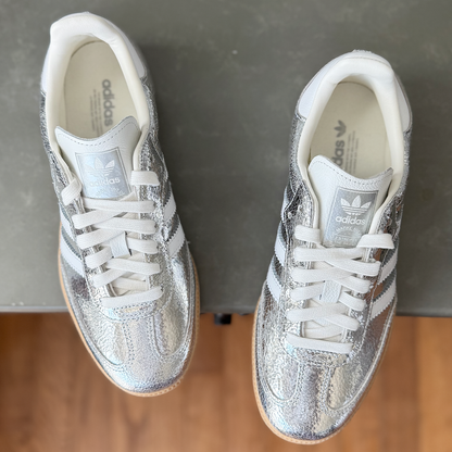 AD Samba OG Women Metallic Cracked Silver Leather Sneakers