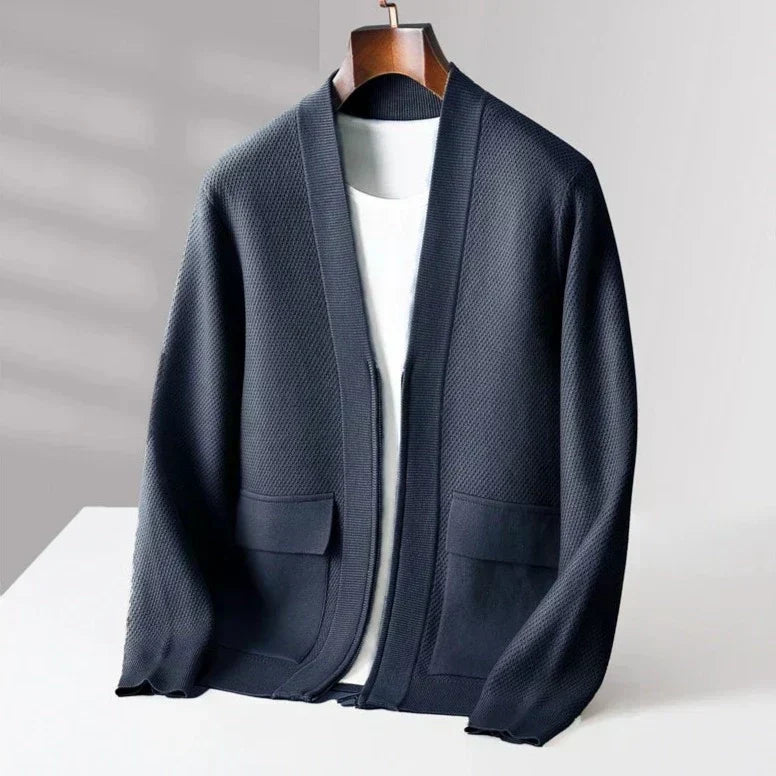 Men’s Minimalist Textured Knit Cardigan