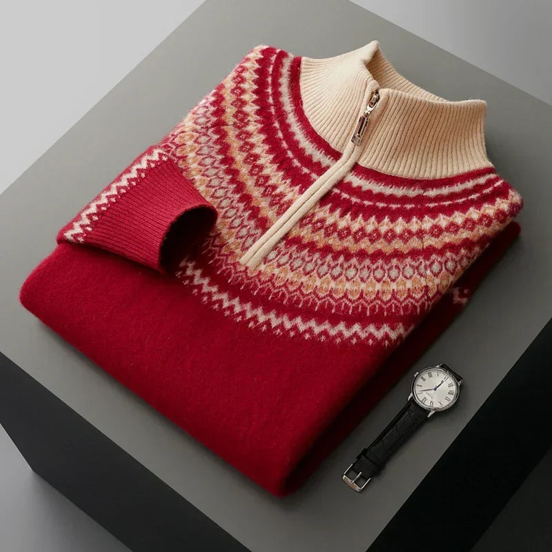 The Nordic Crest Half-Zip Knit Sweater