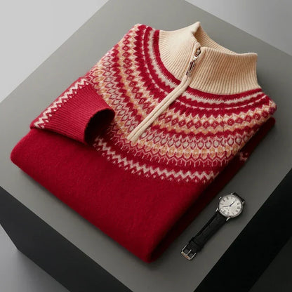 The Nordic Crest Half-Zip Knit Sweater