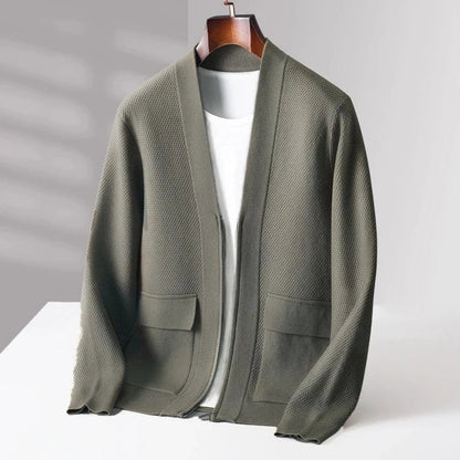 Men’s Minimalist Textured Knit Cardigan