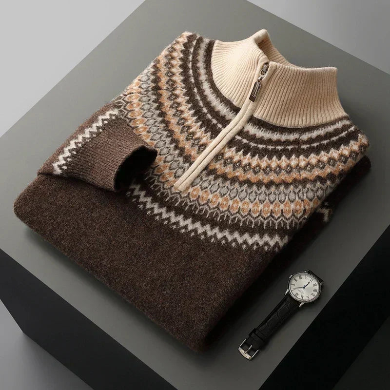 The Nordic Crest Half-Zip Knit Sweater