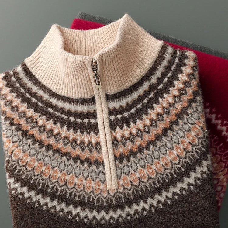 The Nordic Crest Half-Zip Knit Sweater