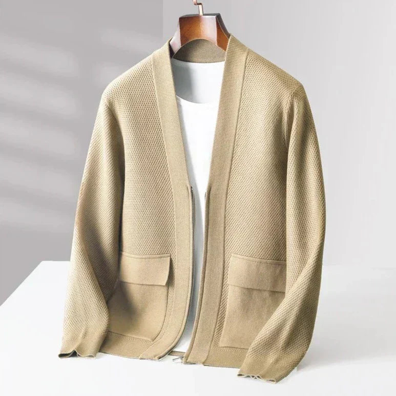 Men’s Minimalist Textured Knit Cardigan